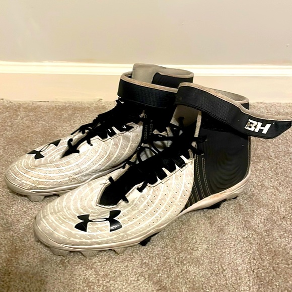 Under Armour Shoes | Under Armour Mid Top Lineman Football Cleats | Color: Black/White | Size: 12 | Meganlavender_'s Closet